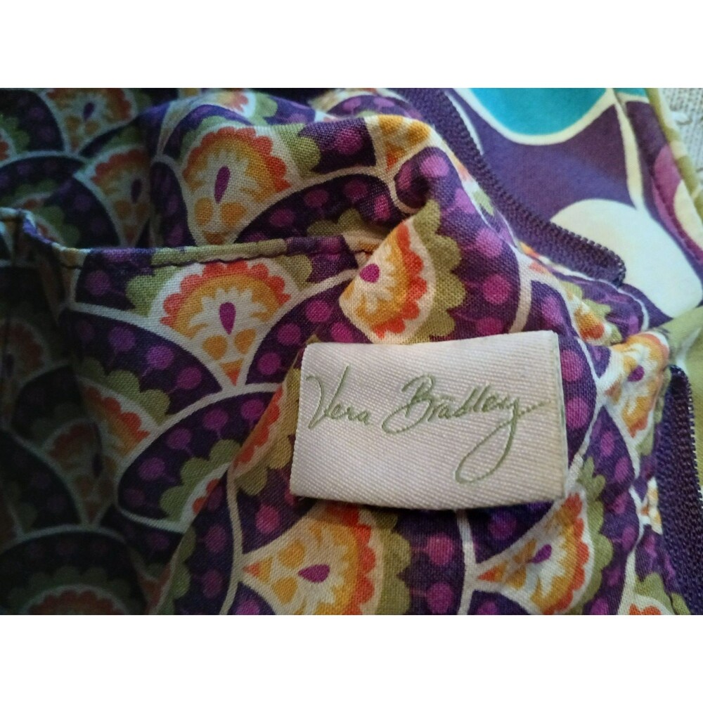 Vera Bradley Plum Crazy Floral Shoulder Bag Quilted Purse Front & Back Pocket - Picture 15 of 16